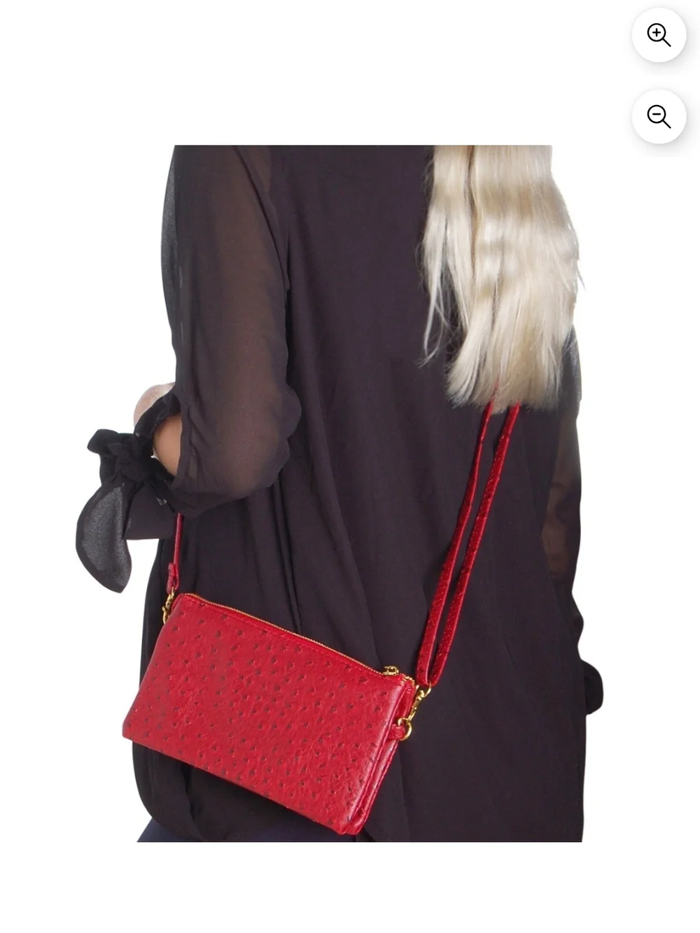 Humble Chic Vegan Leather Faux Ostrich Convertible Crossbody/Wristlet Strap